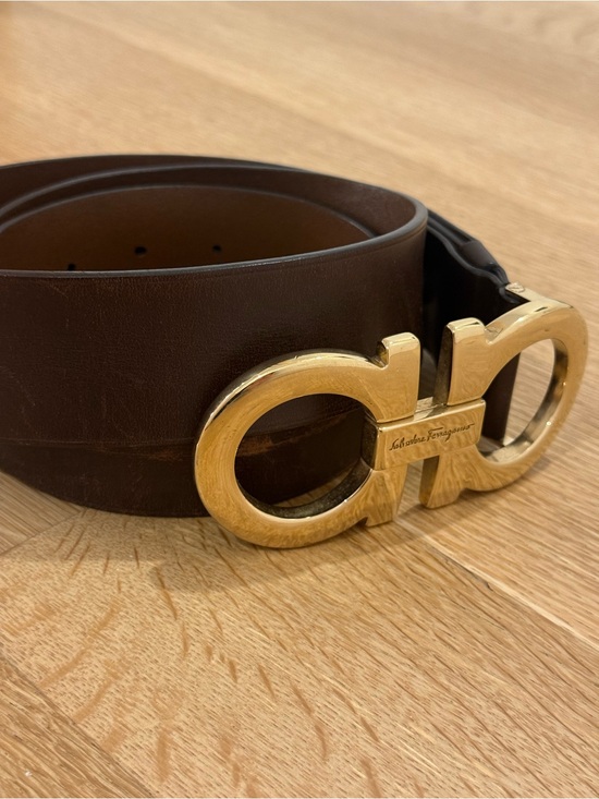 Salvatore Ferragamo Other - Authentic Salvatore Ferragamo Brown Leather Belt with Gold Gancini Buckle